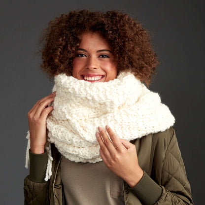 Bernat Rib Check Knit Super Scarf Knit Scarf made in Bernat Wool-Up Bulky yarn