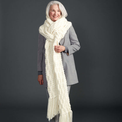 Bernat Rib Check Knit Super Scarf Knit Scarf made in Bernat Wool-Up Bulky yarn