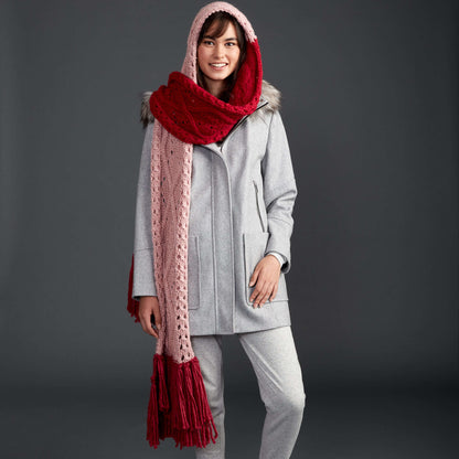 Bernat Argyle Cable Lace Knit Super Scarf Knit Scarf made in Bernat Roving yarn