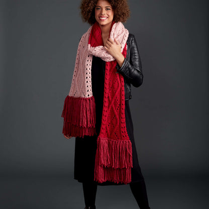 Bernat Argyle Cable Lace Knit Super Scarf Knit Scarf made in Bernat Roving yarn