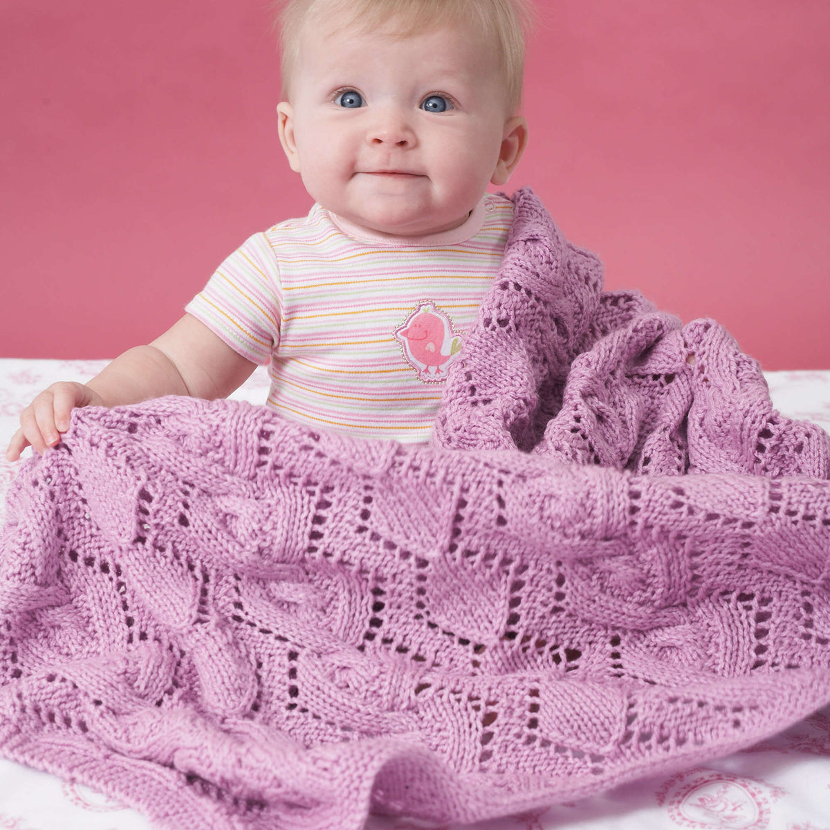 Knit Blanket made in Bernat Baby Sport yarn