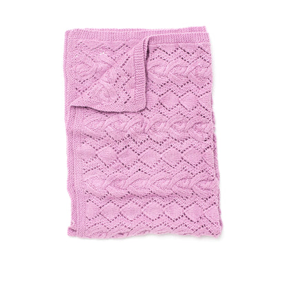 Bernat Cable and Lace Knit Blanket Knit Blanket made in Bernat Baby Sport yarn