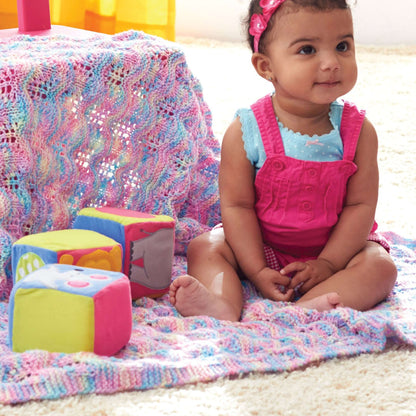 Bernat Baby Ripple Afghan Knit Blanket made in Bernat Baby Sport yarn