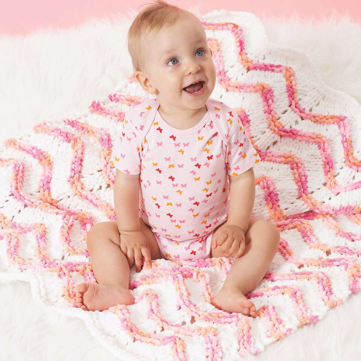 Knit Blanket made in Bernat Baby Blanket yarn
