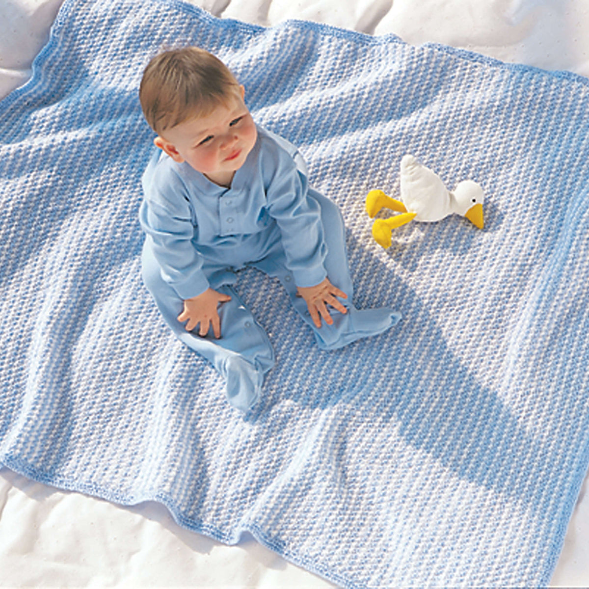 Knit Blanket made in Bernat Softee Baby yarn