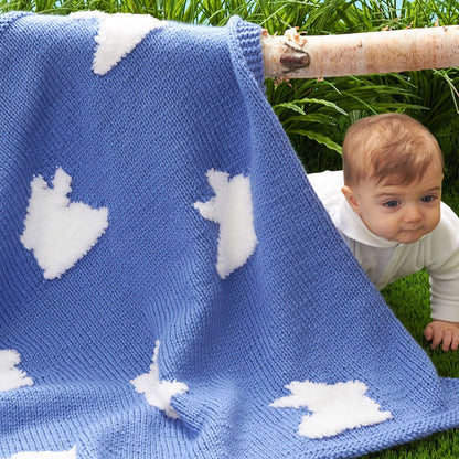 Bernat Bunny Hop Knit Blanket Knit Blanket made in Bernat Satin yarn