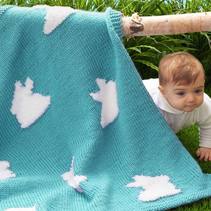 Bernat Bunny Hop Knit Blanket Knit Blanket made in Bernat Satin yarn