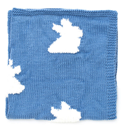 Bernat Bunny Hop Knit Blanket Knit Blanket made in Bernat Satin yarn