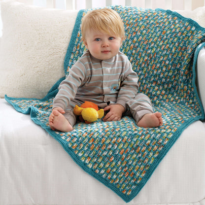 Bernat Woven Look Blanket Knit Blanket made in Bernat Mega Bulky yarn