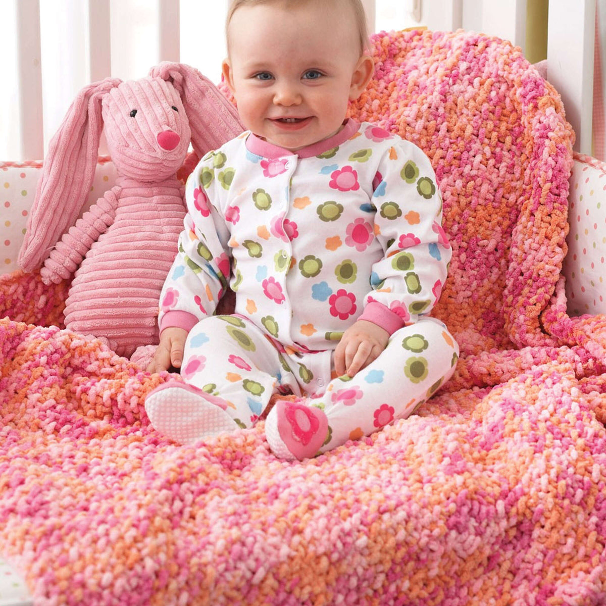 Knit Blanket made in Bernat Baby Blanket yarn
