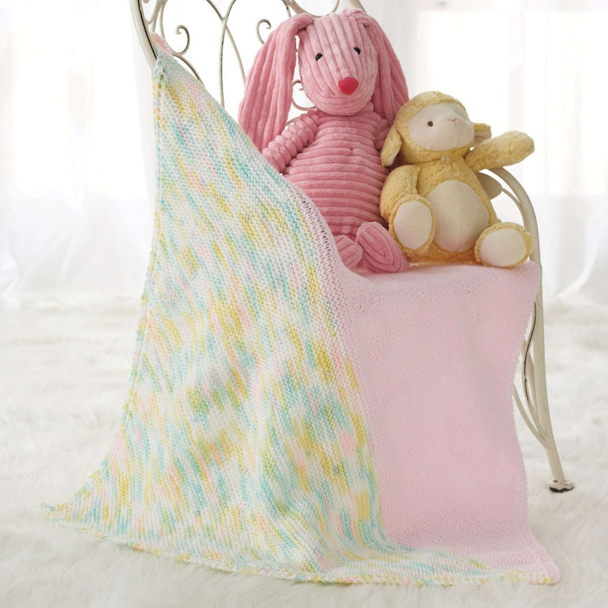 Knit Blanket made in Bernat Baby Sport yarn