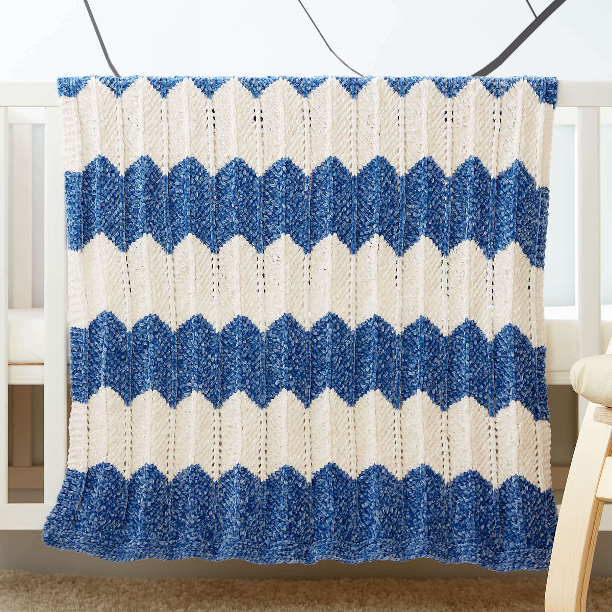 Knit Blanket made in Bernat Baby Velvet yarn