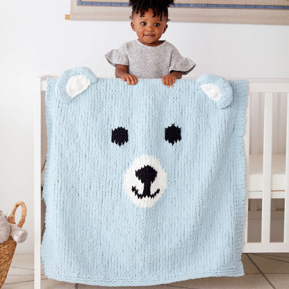 Bernat Bear-y Cozy Knit Blanket Knit Blanket made in Bernat Baby Blanket yarn