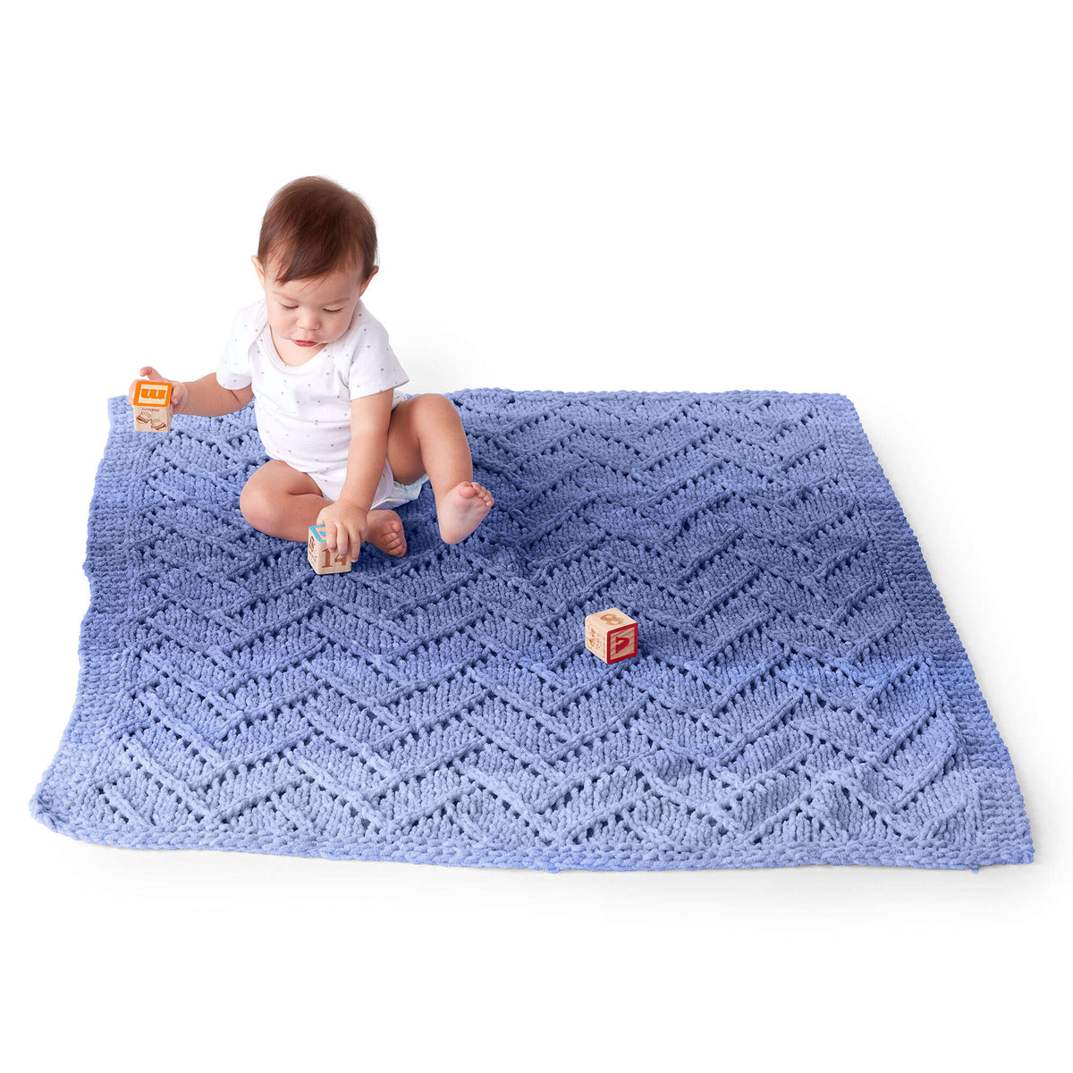Knit Blanket made in Bernat Baby Blanket yarn