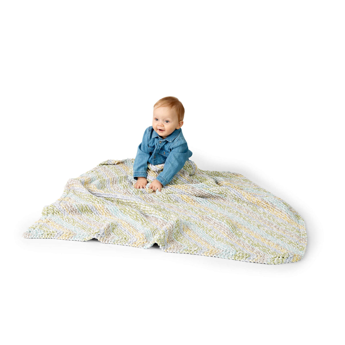 Knit Blanket made in Bernat Baby Marly yarn