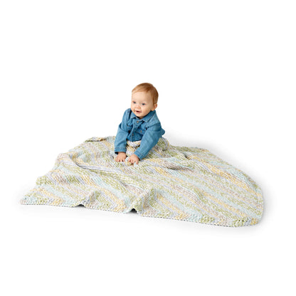 Bernat Diagonal Stripes Knit Baby Blanket Knit Blanket made in Bernat Baby Marly yarn