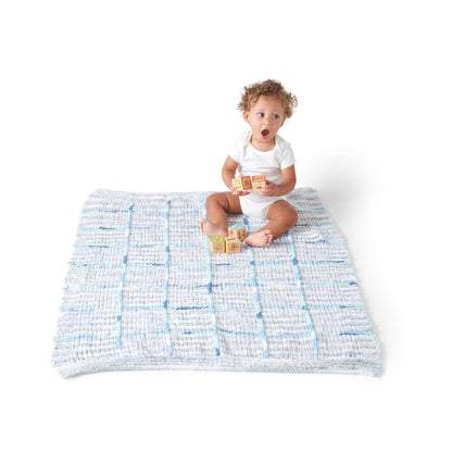 Bernat Knit Windowpane Blanket Knit Blanket made in Bernat Baby Blanket yarn