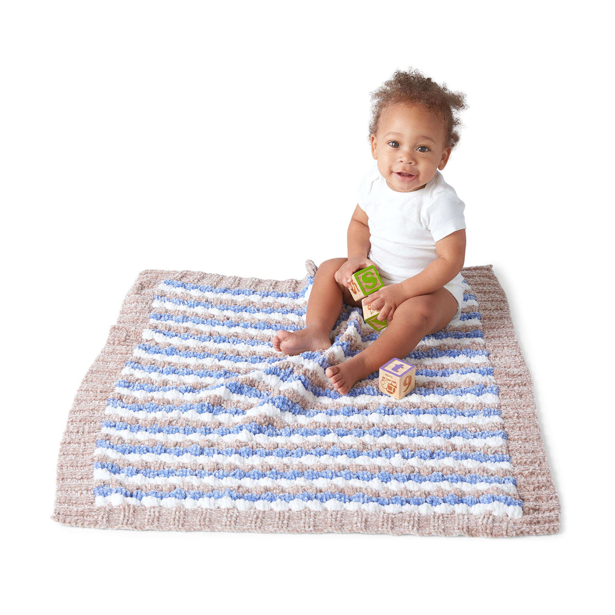 Knit Blanket made in Bernat Baby Velvet yarn