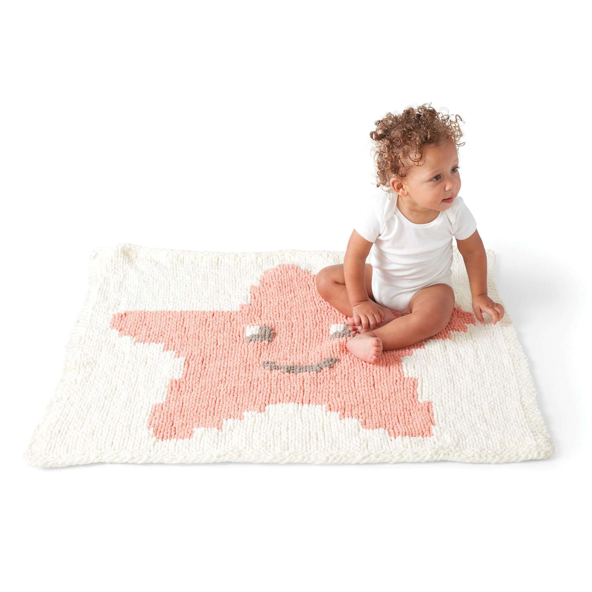 Knit Blanket made in Bernat Baby Blanket yarn