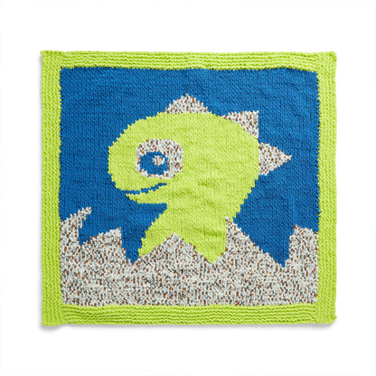 Bernat Knit Dino Hatch Blanket Knit Blanket made in Bernat Baby Blanket yarn