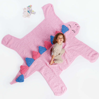 Bernat Dino-Snores Knit Blanket Knit Blanket made in Bernat Baby Blanket yarn
