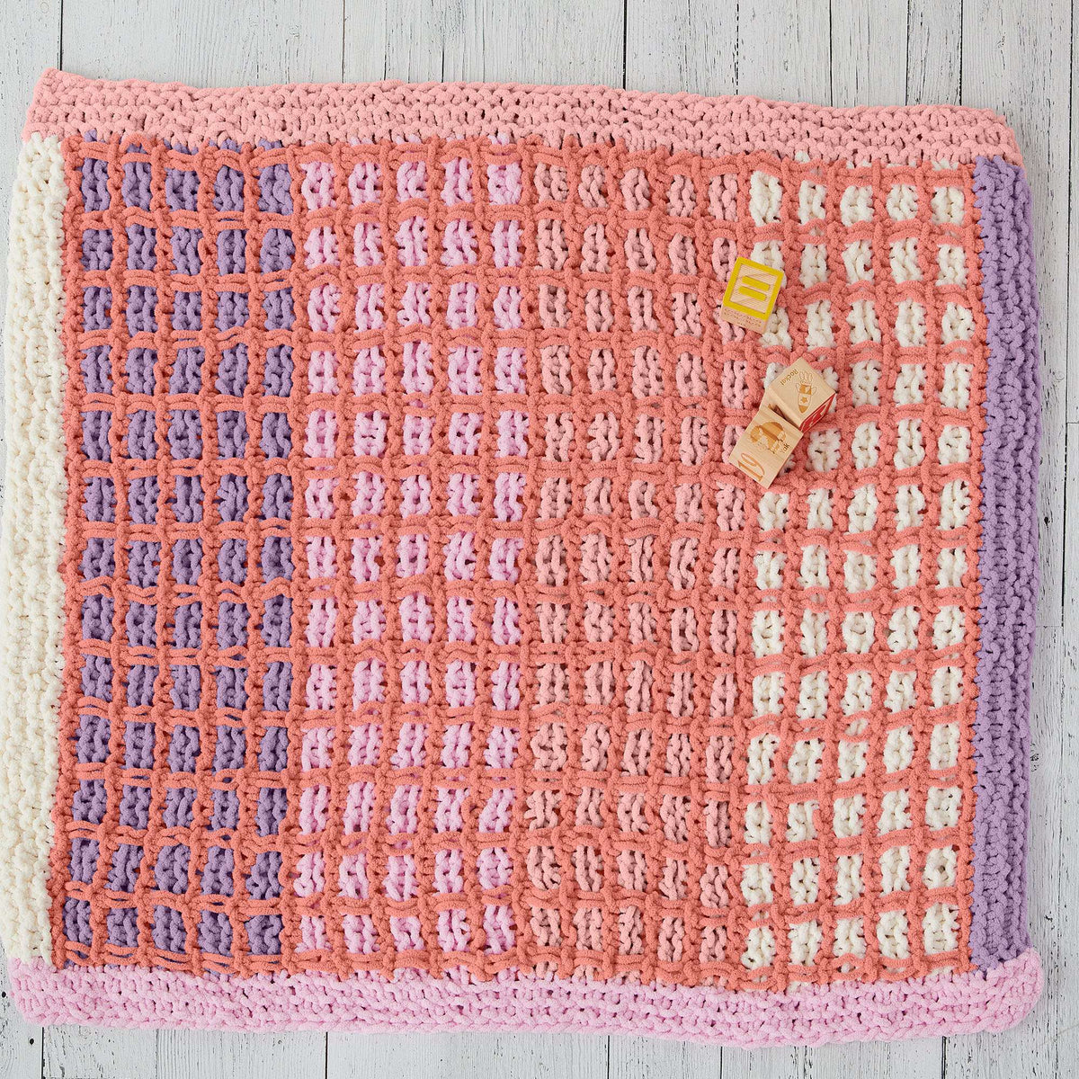 Knit Blanket made in Bernat Baby Blanket yarn
