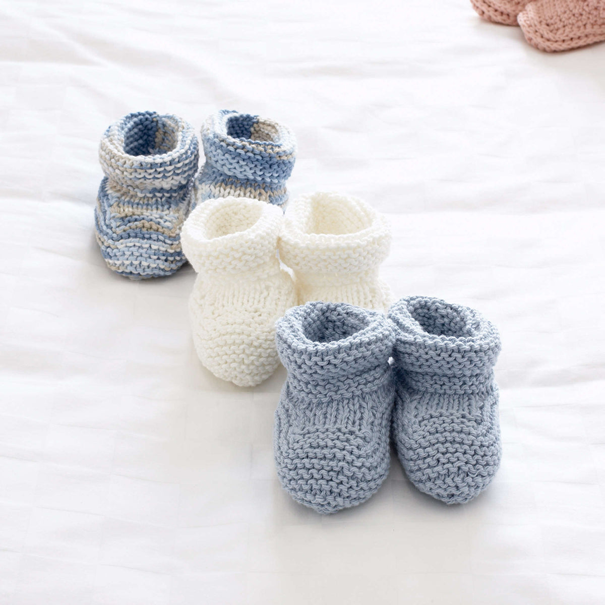 Knit Bootie made in Bernat Handicrafter Cotton yarn