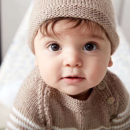 Bernat Wee Stripes Knit Pullover and Hat 12 mos