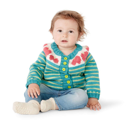Bernat Five a Day Knit Cardigan Apple