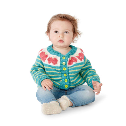 Bernat Five a Day Knit Cardigan Apple