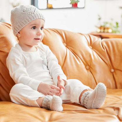 Bernat Cutie Booties and Cap to Knit Knit Set made in Bernat Baby Sport yarn