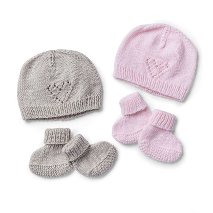 Bernat Cutie Booties and Cap to Knit Knit Set made in Bernat Baby Sport yarn