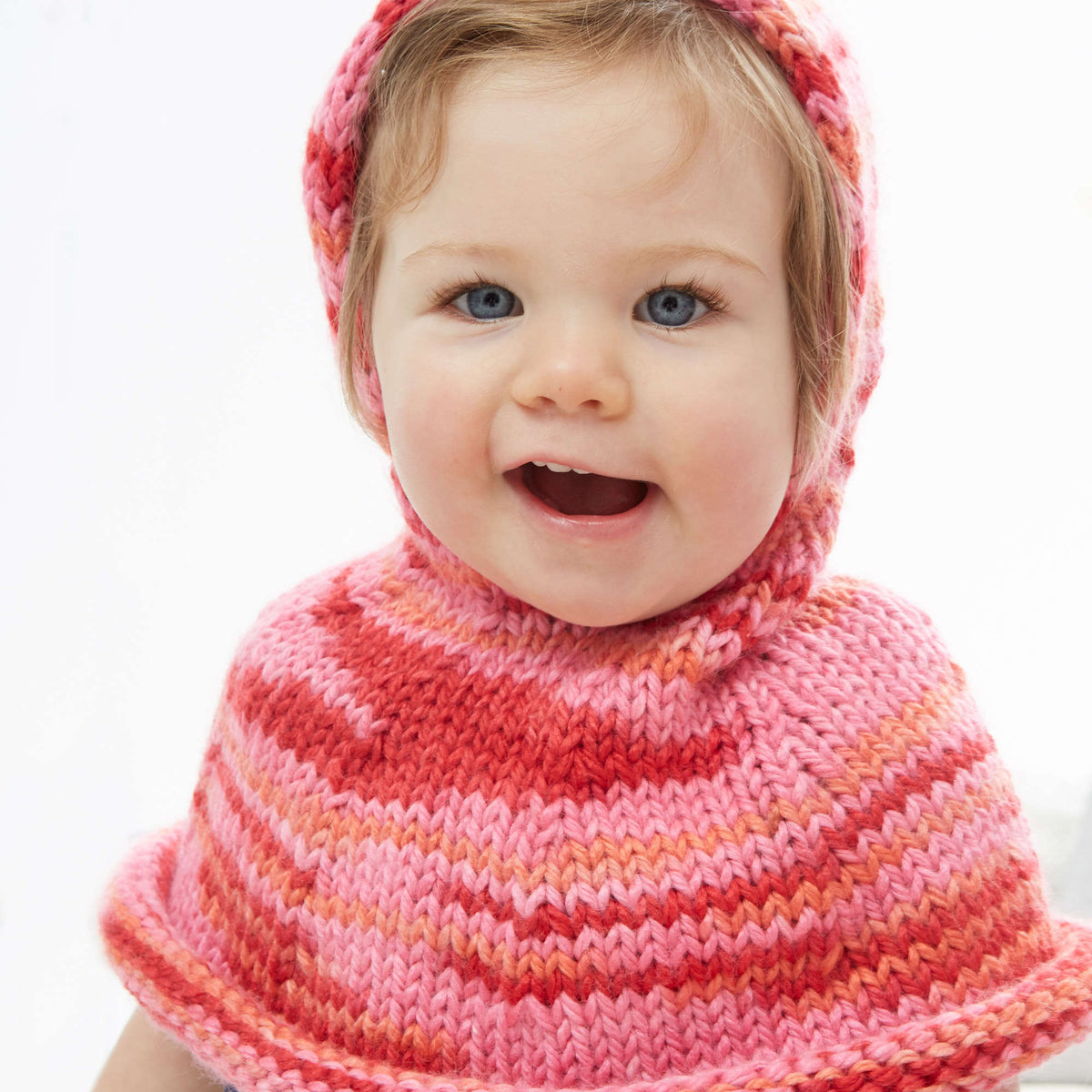Knit Poncho made in Bernat Softee Baby Chunky yarn