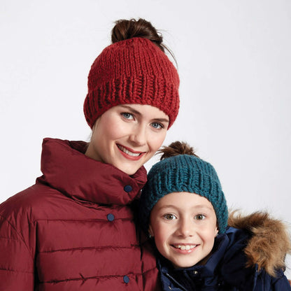 Bernat Family Fun Messy Bun Knit Hats Child