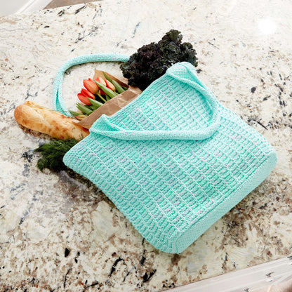 Bernat Knit Market Tote Knit Bag made in Bernat Handicrafter Cotton yarn