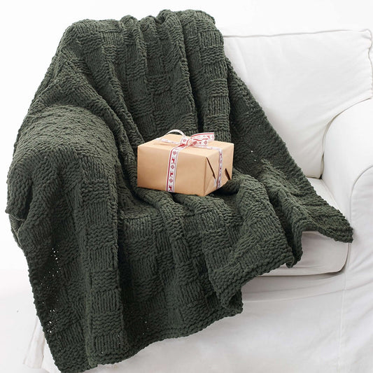 Knit Blanket made in Bernat Blanket yarn