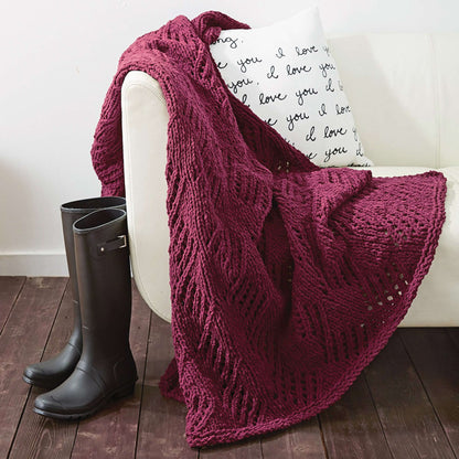 Bernat Angled Eyelets Knit Blanket Knit Blanket made in Bernat Blanket yarn