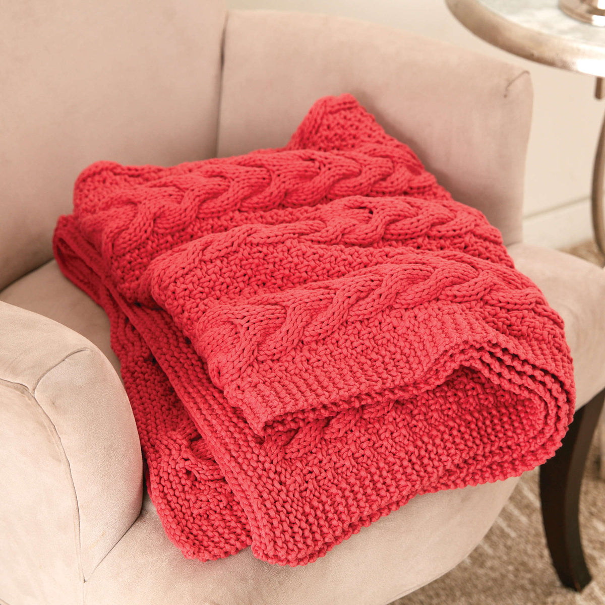 Knit Blanket made in Bernat Maker Home Dec yarn