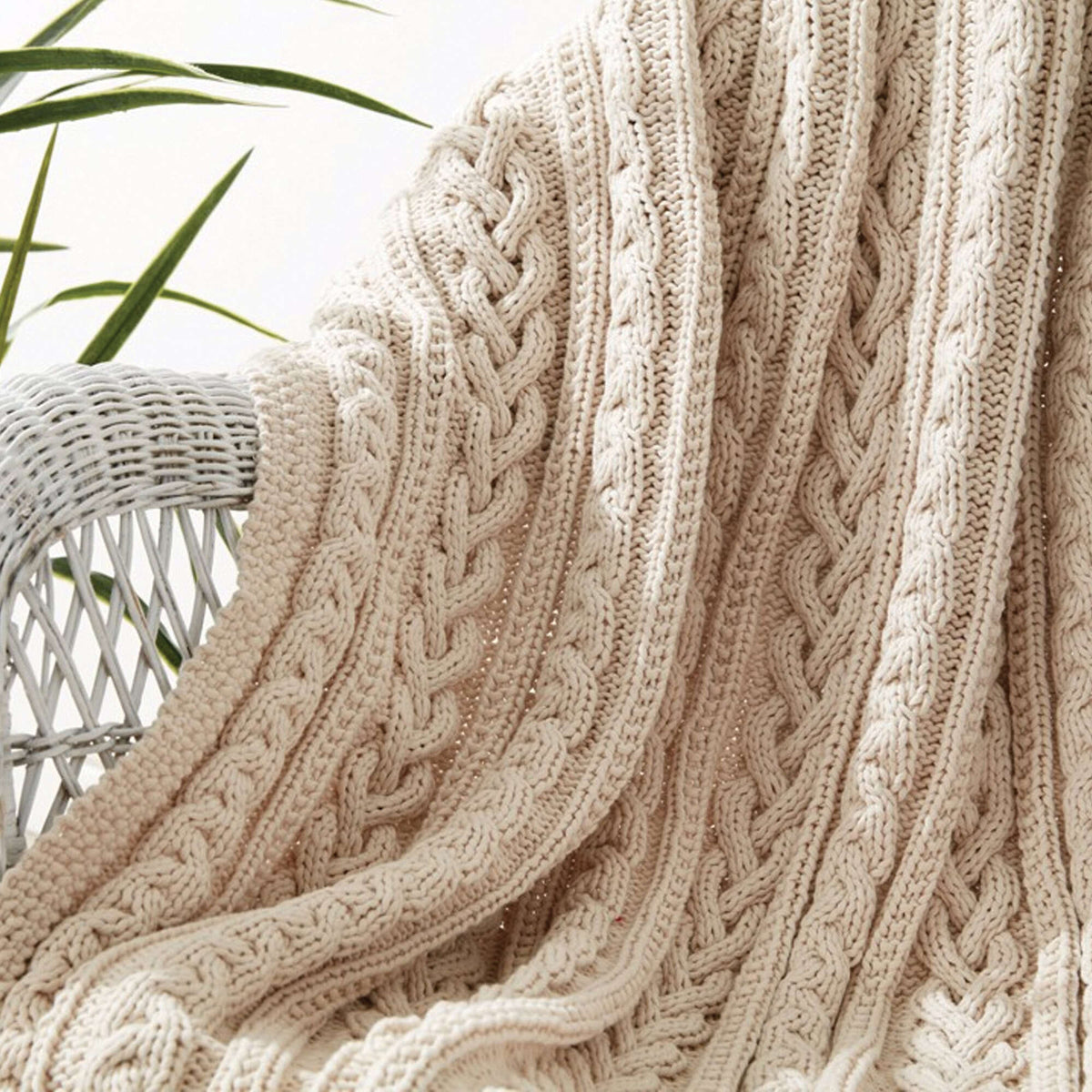 Knit Blanket made in Bernat Maker Home Dec yarn