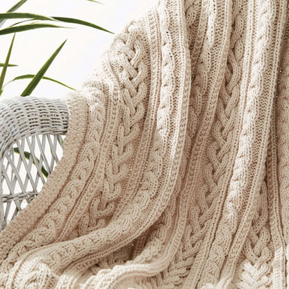 Bernat Braided Cables Knit Throw Knit Blanket made in Bernat Maker Home Dec yarn