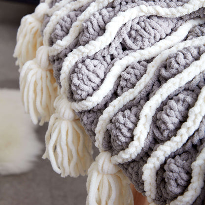 Bernat Trellis & Tassels Knit Afghan Knit Blanket made in Bernat Blanket yarn