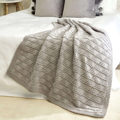 Bernat Cozy Triangles Knit Throw Knit Blanket made in Bernat Beyond yarn