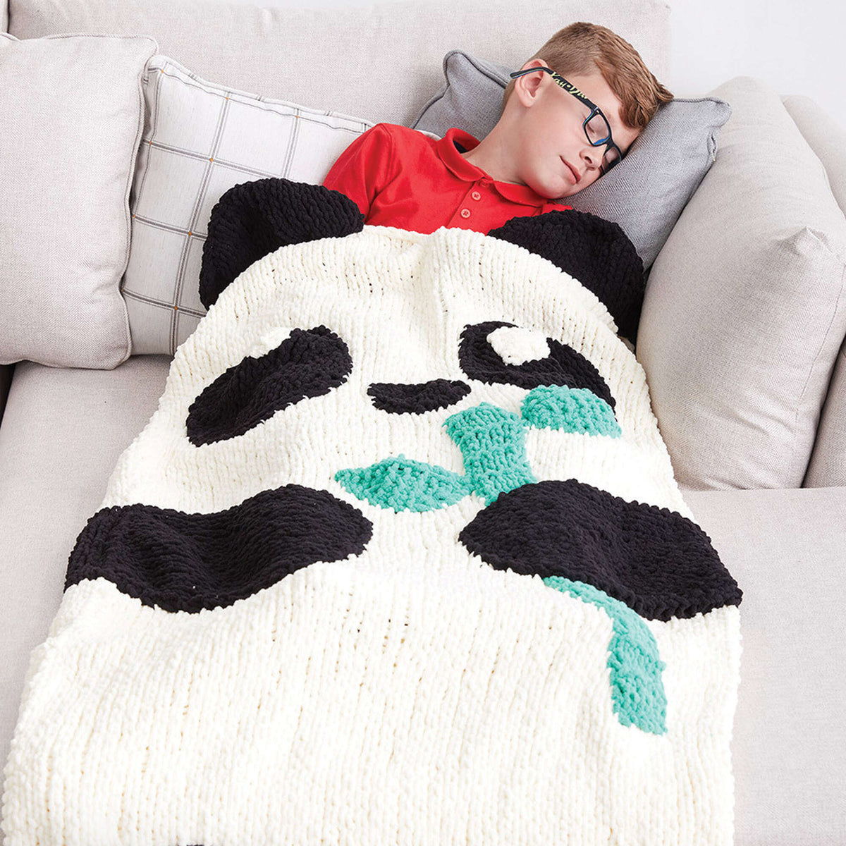 Knit Blanket made in Bernat Blanket yarn