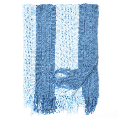 Bernat Shades of Blue Blanket Knit Blanket made in Bernat Satin yarn