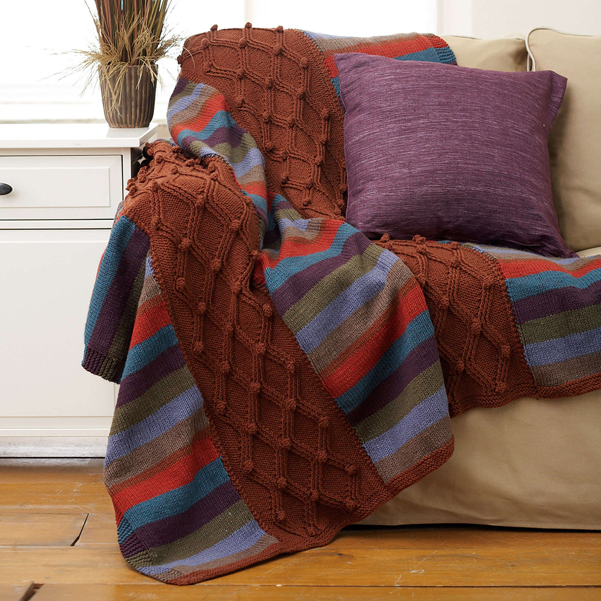 Knit Blanket made in Bernat Super Value yarn