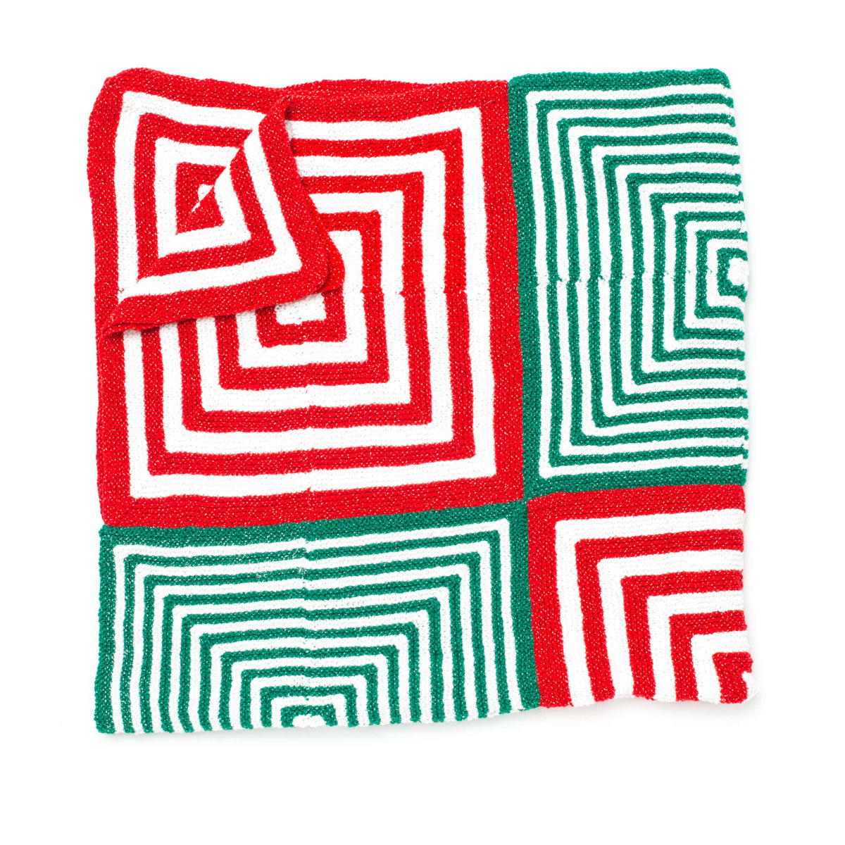 Knit Blanket made in Bernat Happy Holidays yarn