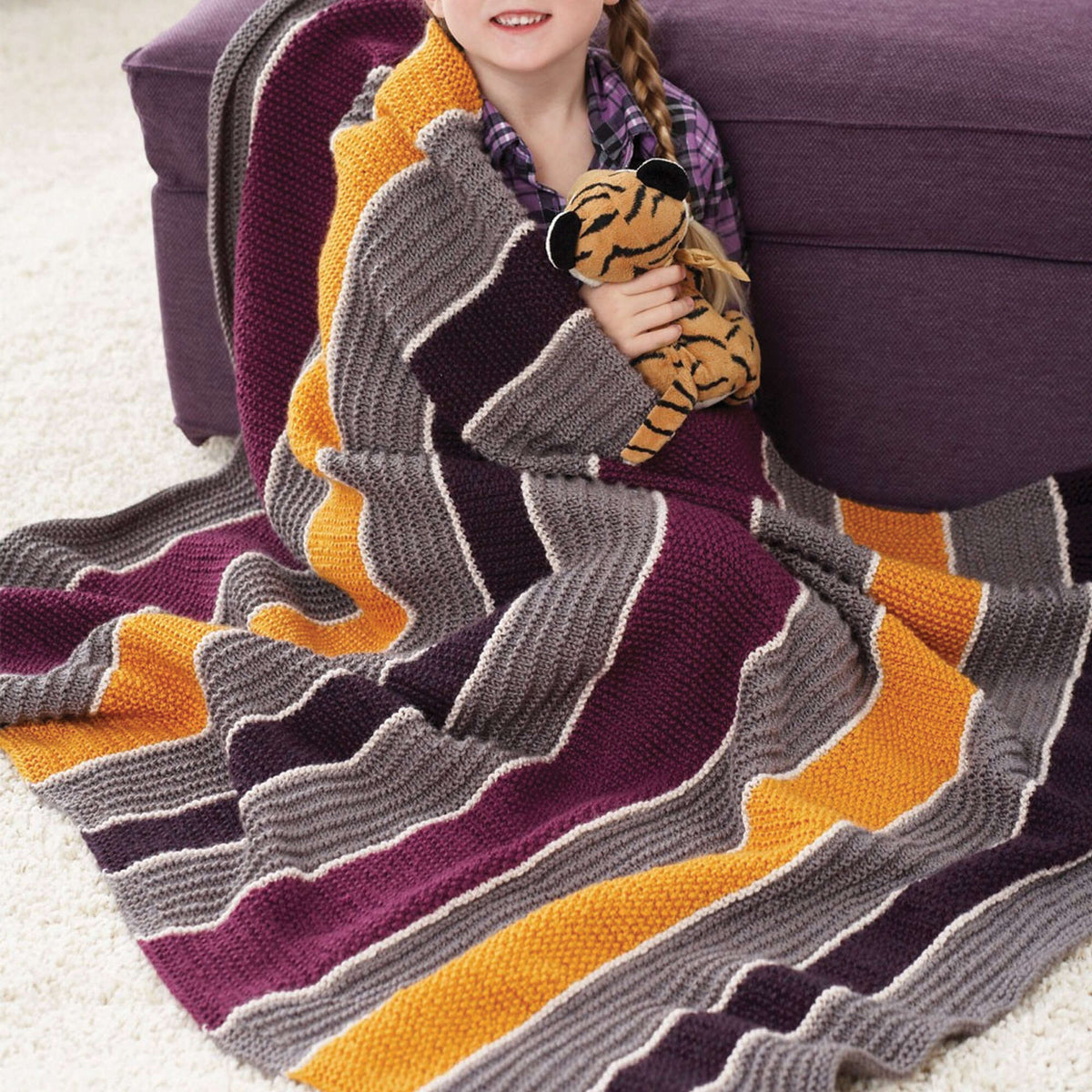 Knit Blanket made in Bernat Satin yarn