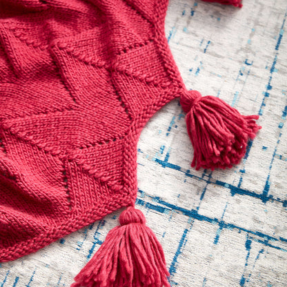 Bernat Horseshoe Lace Tasseled Knit Blanket Knit Blanket made in Bernat Roving yarn