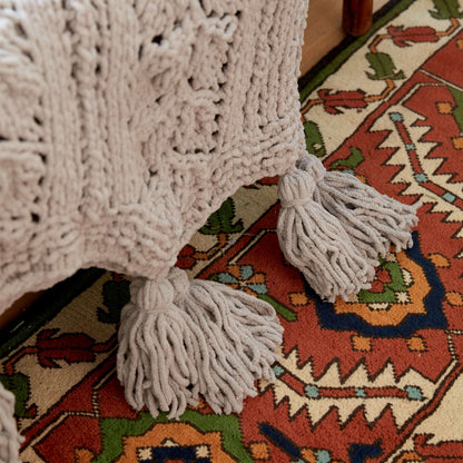 Bernat Rose Leaf Knit Blanket Knit Blanket made in Bernat Blanket yarn