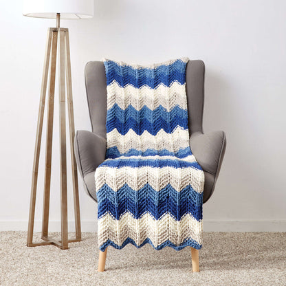 Bernat Radiant Ripple Knit Blanket Knit Blanket made in Bernat Blanket yarn